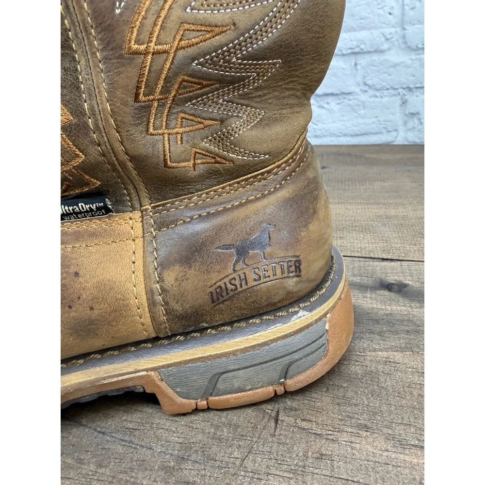 Irish Setter Marshall Wellington Mens 9 D Waterproof Western Work Boots Brown